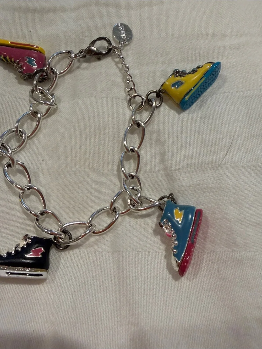 Kids Charm Bracelet with Colorful Sneaker Charms - Pink, Blue, Yellow